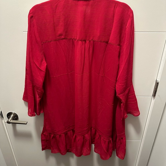 Lilly Pulitzer Linley Collared Coverup Red - Picture 8 of 9
